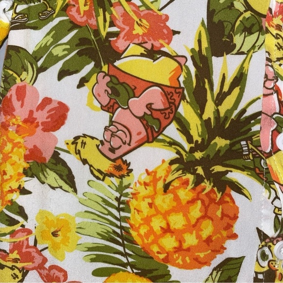 Sponge Bob Square Pants Hawaiian Tropical Button Down Shirt Sz Youth Small - Picture 4 of 5